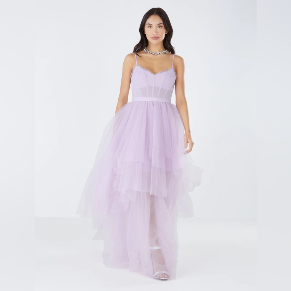 NWT BCBGMAXAZRIA Katherine Tulle Evening Gown ORCHID